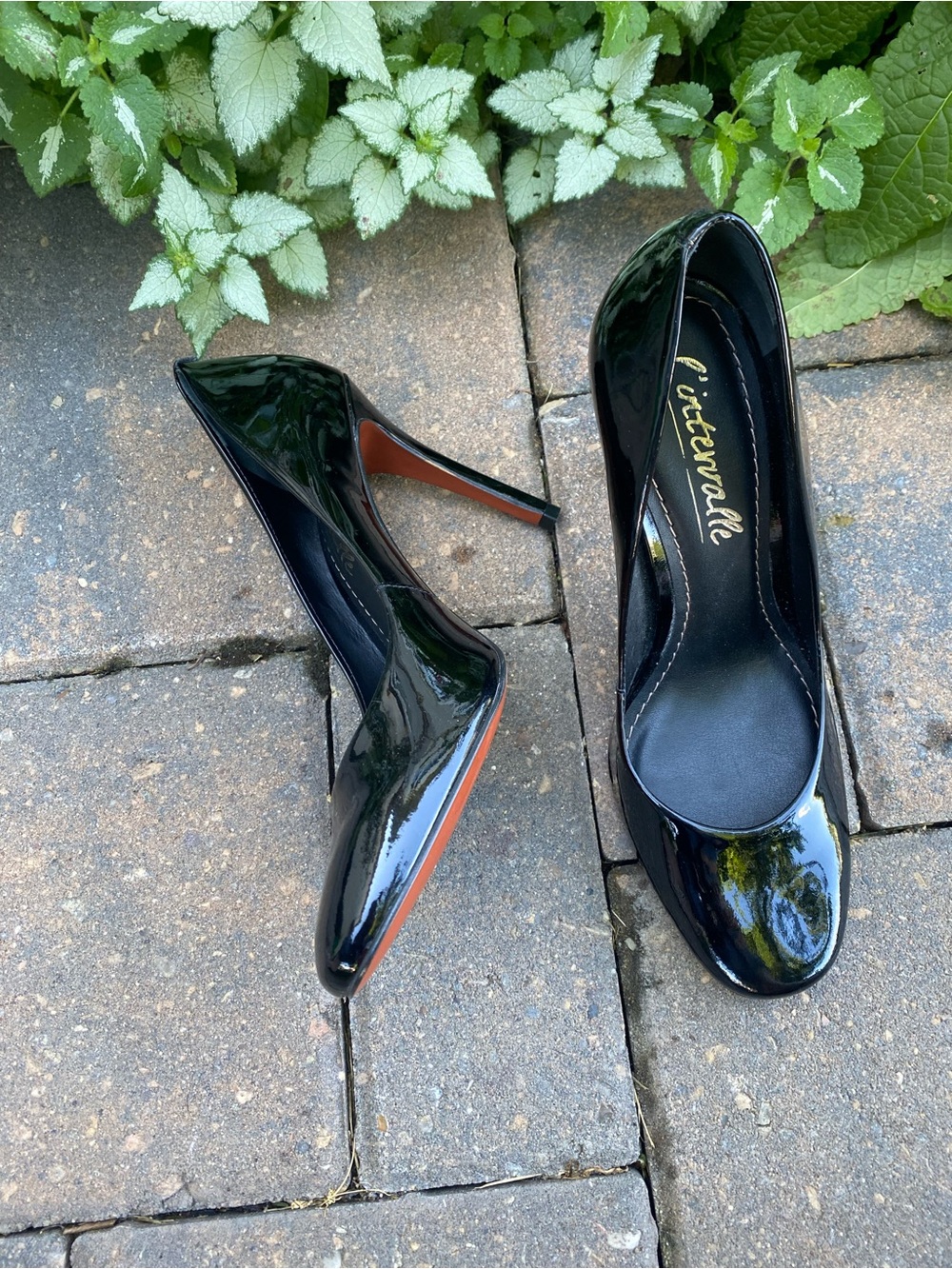 L'Intervalle Black Patent Leather Pointed Toe Stiletto Pumps Sz 8 Summer Sale